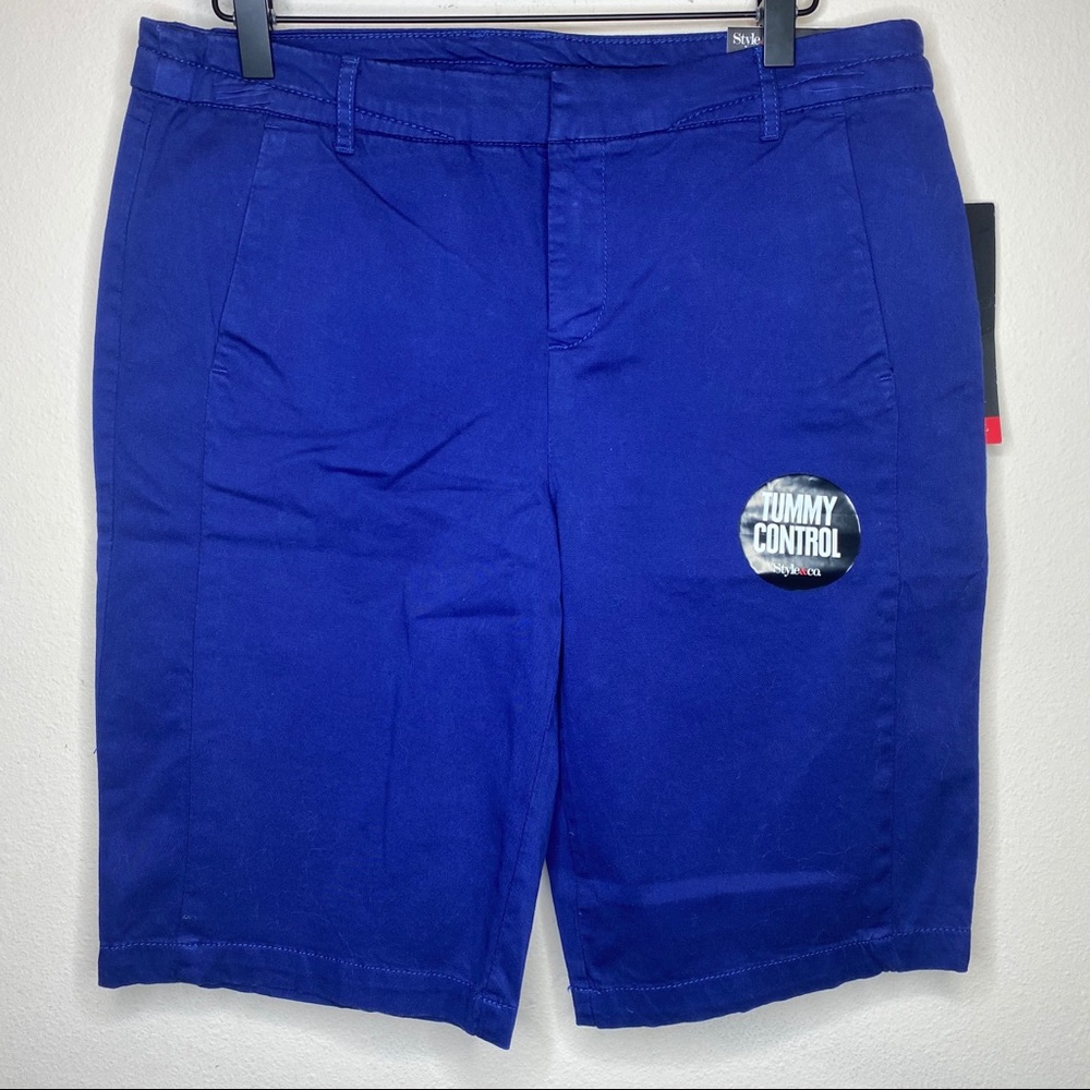 Style & Co Empire Blue Bermuda Short Tummy Control